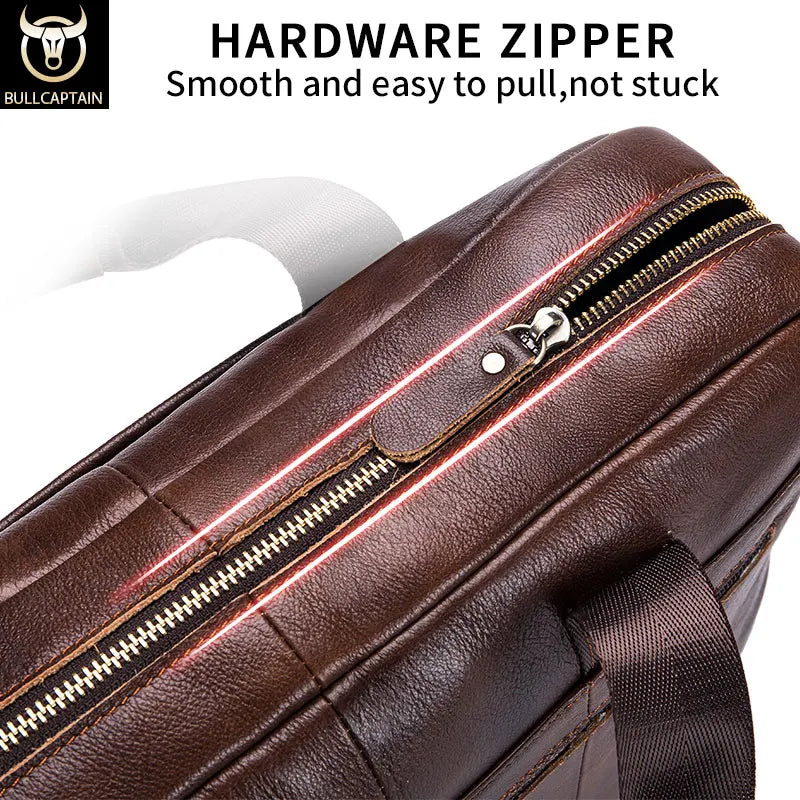 BULLCAPTAIN Briefcase Shoulder Messenger Bags Men's Genuine Leather