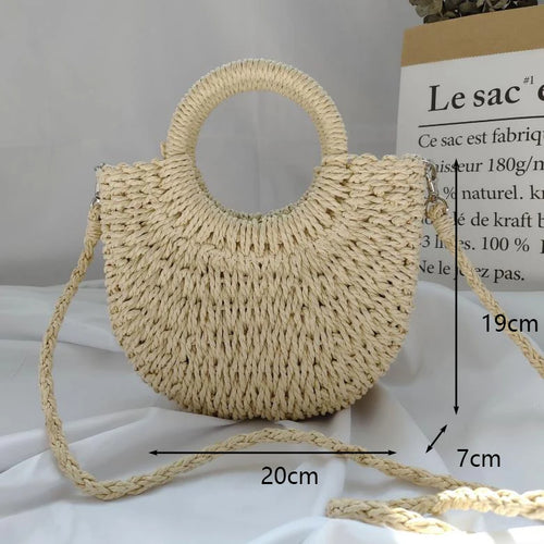 Summer Handmade Bags for Women Beach Weaving Ladies Straw Bag Wrapped