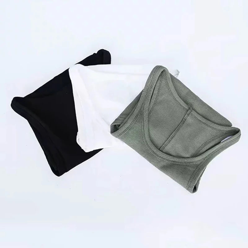 Solid Color Basic Ribbed Knitted Tank Top Women Summer Vintage