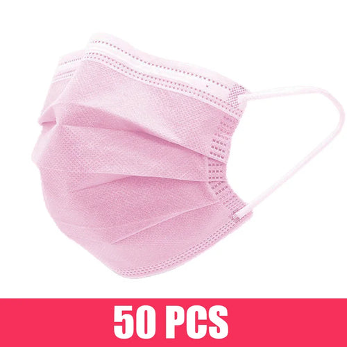 10/50/100/200PCS Disposable Mask Earloop Pink Bule Black White Mouth