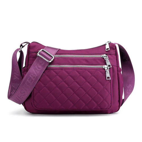 Yogodlns Women Nylon Shoulder Bag Waterproof Multi-pocket Zipper Bag