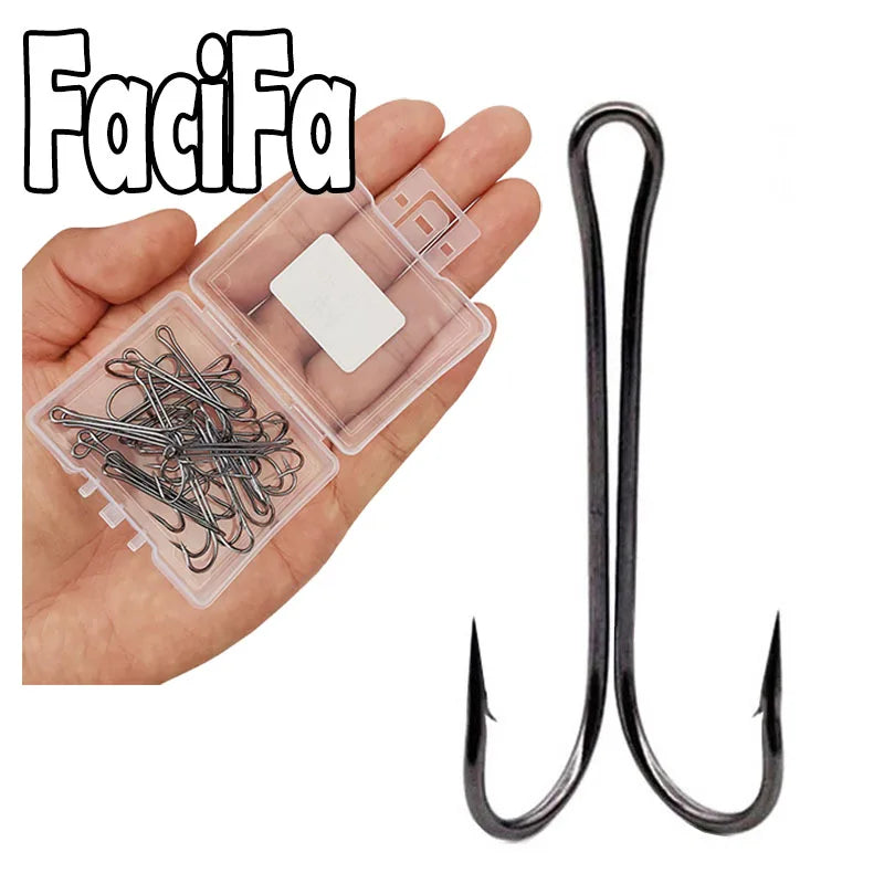 20 pcs with Box Long Shank Double Hook Weedless Fishing hook Fly Tying