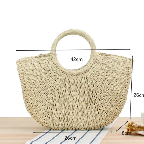 Summer Handmade Bags for Women Beach Weaving Ladies Straw Bag Wrapped