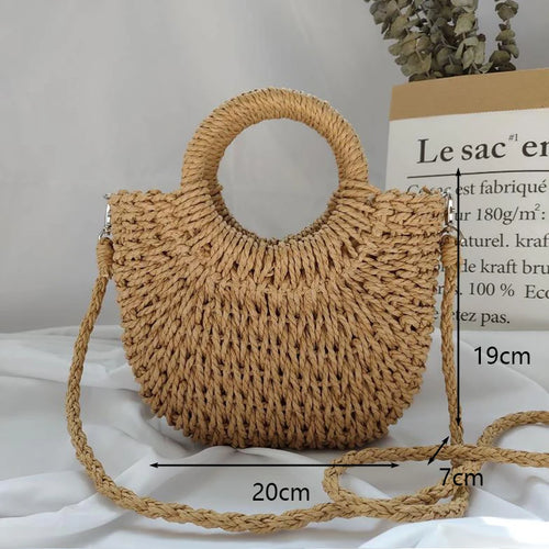 Summer Handmade Bags for Women Beach Weaving Ladies Straw Bag Wrapped