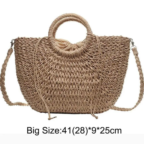 Summer Handmade Bags for Women Beach Weaving Ladies Straw Bag Wrapped