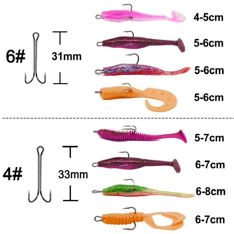 20 pcs with Box Long Shank Double Hook Weedless Fishing hook Fly Tying