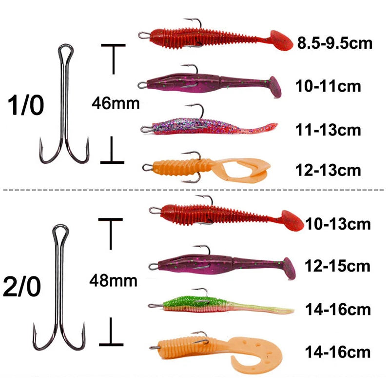 20 pcs with Box Long Shank Double Hook Weedless Fishing hook Fly Tying