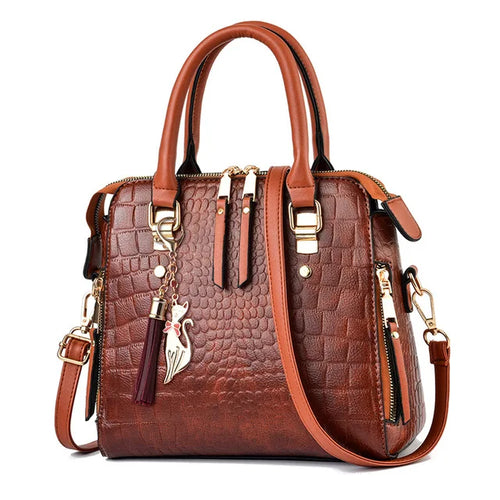 Yogodlns Luxury Crocodile Pattern Handbag Women Winter New PU Leather