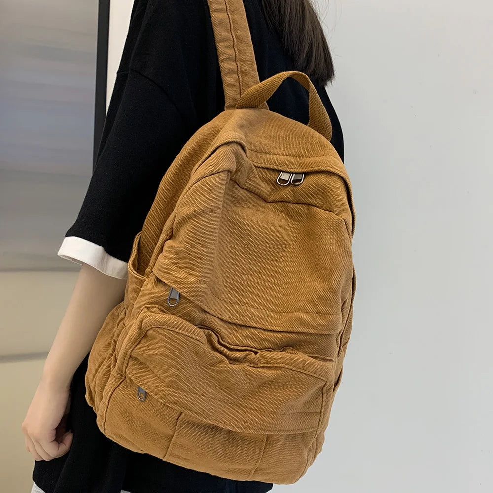 Girl Fabric School Bag New Fashion College Student Vintage Women