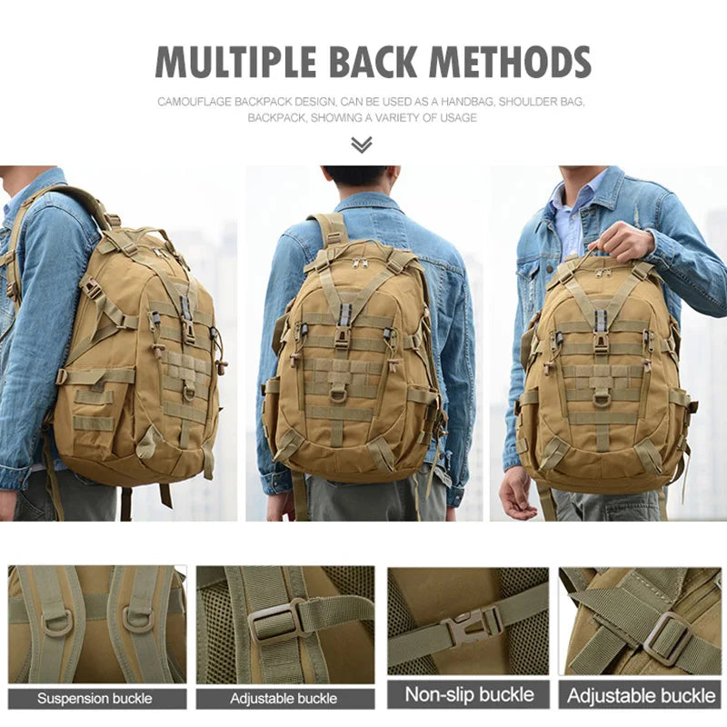 40L Camping Backpack Men's Bag Travel Bags Tactical Molle Climbing
