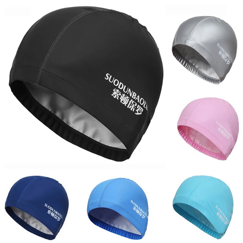 Waterproof PU Fabric Swim Cap Swimming Pool Accessories Water Sport