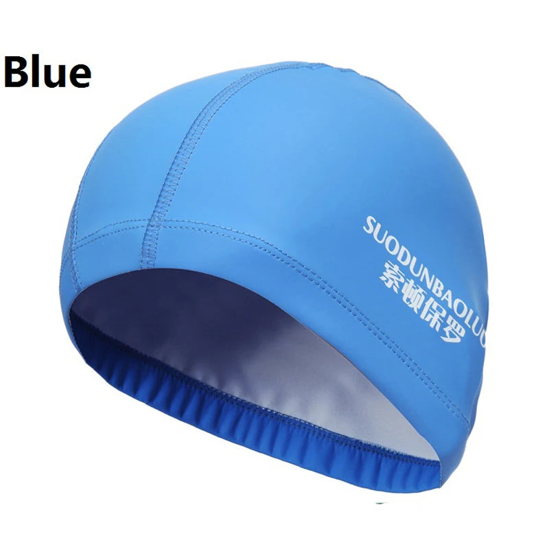 Waterproof PU Fabric Swim Cap Swimming Pool Accessories Water Sport