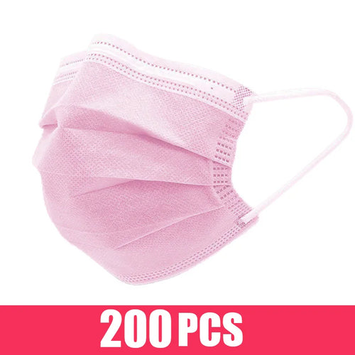 10/50/100/200PCS Disposable Mask Earloop Pink Bule Black White Mouth