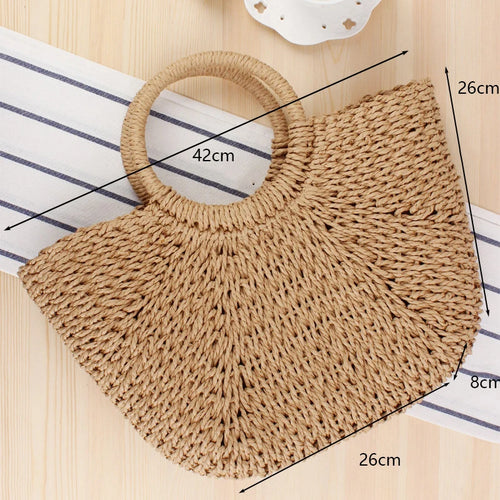 Summer Handmade Bags for Women Beach Weaving Ladies Straw Bag Wrapped