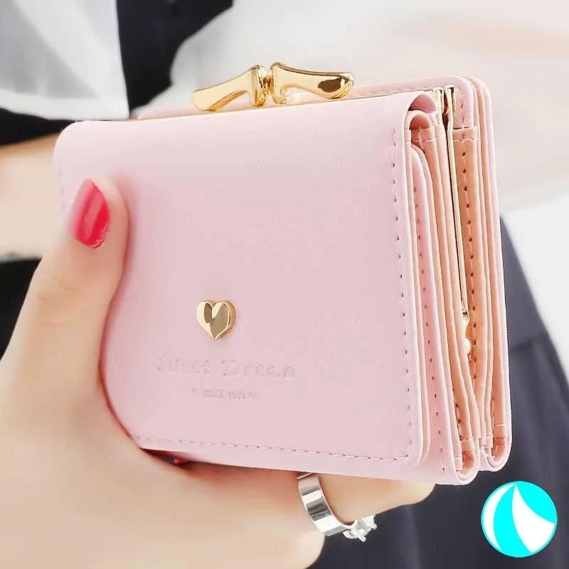 Small Women Wallet loving heart Short Women's Wallet Card Holder Girls