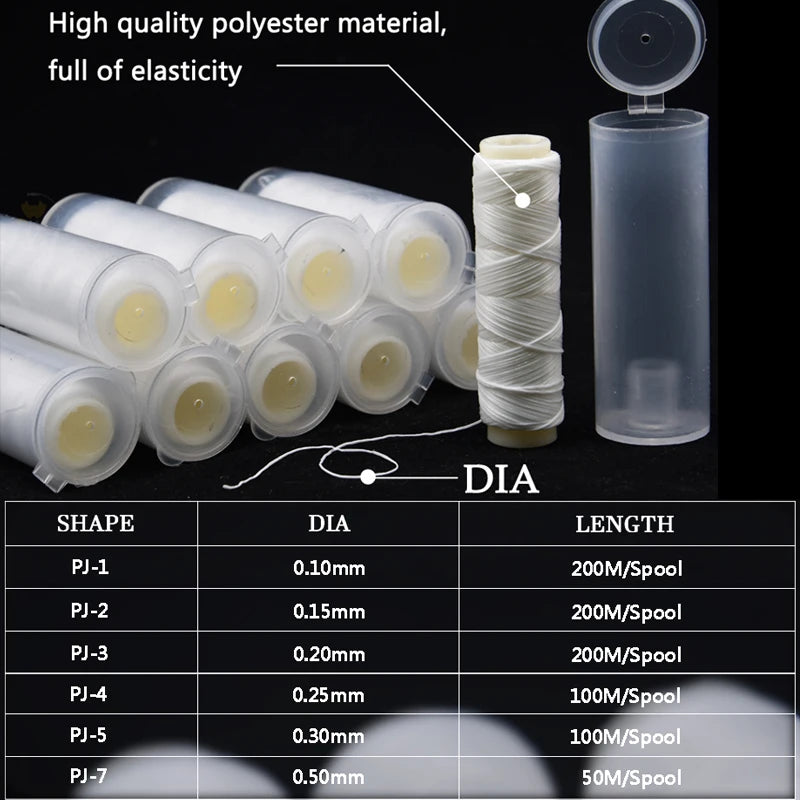 1pc PJ1/2/3/4/5/7 High Tensile Polyester Bait Elastic Thread Spool Sea