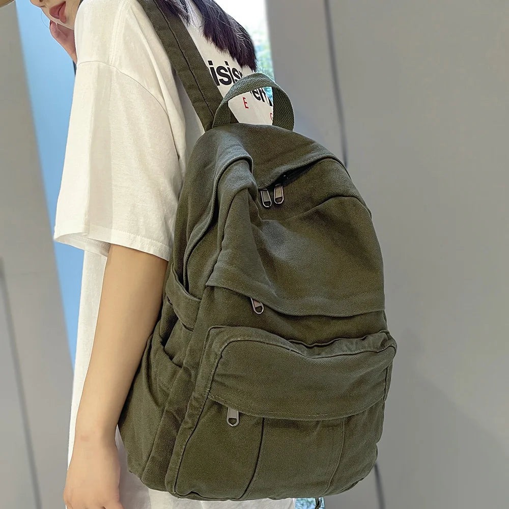 Girl Fabric School Bag New Fashion College Student Vintage Women