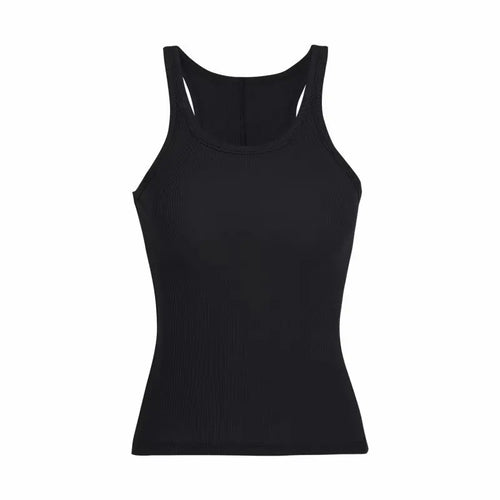 Solid Color Basic Ribbed Knitted Tank Top Women Summer Vintage