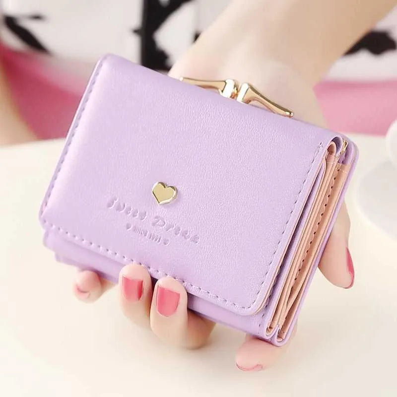 Small Women Wallet loving heart Short Women's Wallet Card Holder Girls