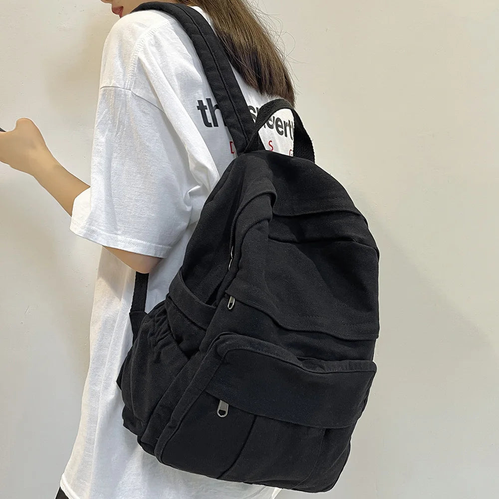 Girl Fabric School Bag New Fashion College Student Vintage Women