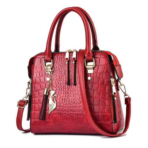 Yogodlns Luxury Crocodile Pattern Handbag Women Winter New PU Leather