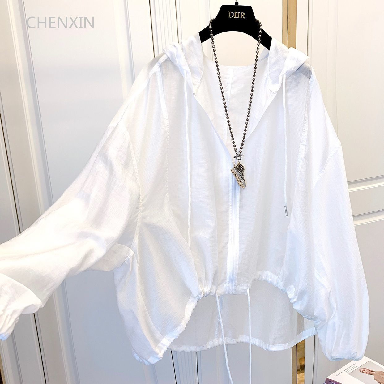 Jackets Women Hooded Summer Sun-proof Zipper Coats Thin Loose See