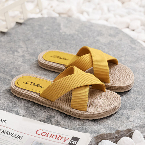 Ladies New Slippers Summer Cross Drag Fashion Hemp Rope Outer Wear