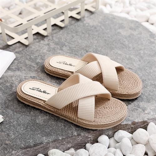 Ladies New Slippers Summer Cross Drag Fashion Hemp Rope Outer Wear