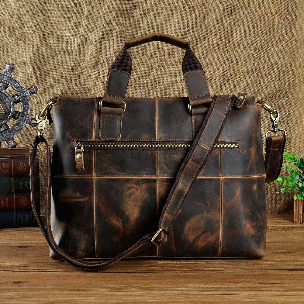 Men Real Leather Antique Design Travel Business Executive Briefcase