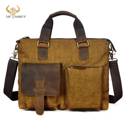 Men Real Leather Antique Design Travel Business Executive Briefcase