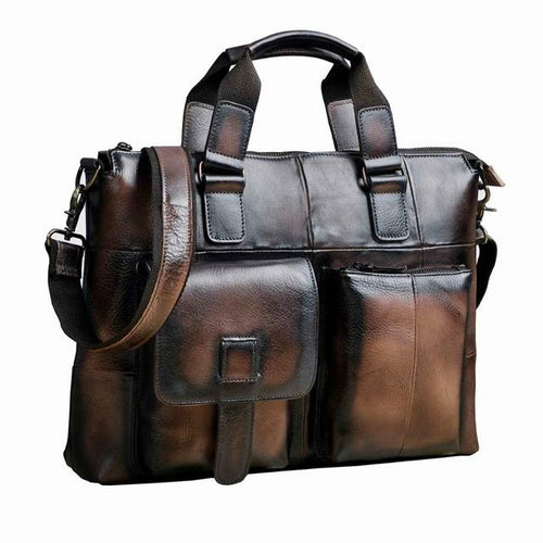 Men Real Leather Antique Design Travel Business Executive Briefcase