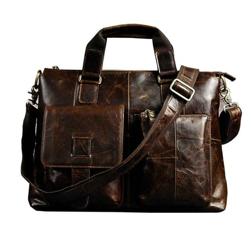 Men Real Leather Antique Design Travel Business Executive Briefcase