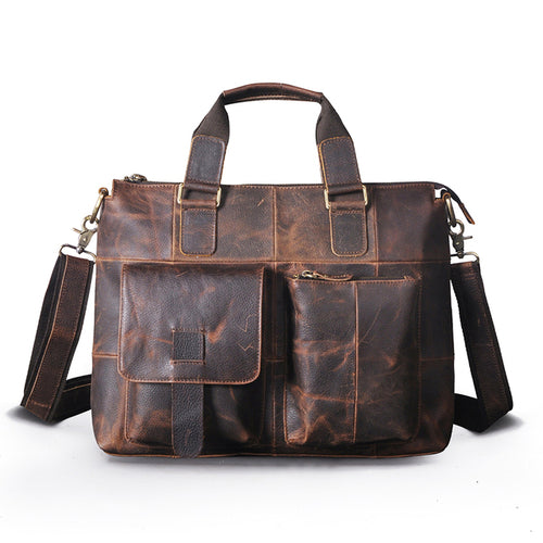 Men Real Leather Antique Design Travel Business Executive Briefcase