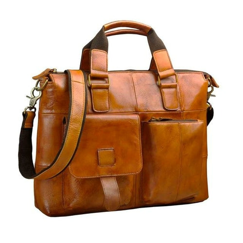 Men Real Leather Antique Design Travel Business Executive Briefcase