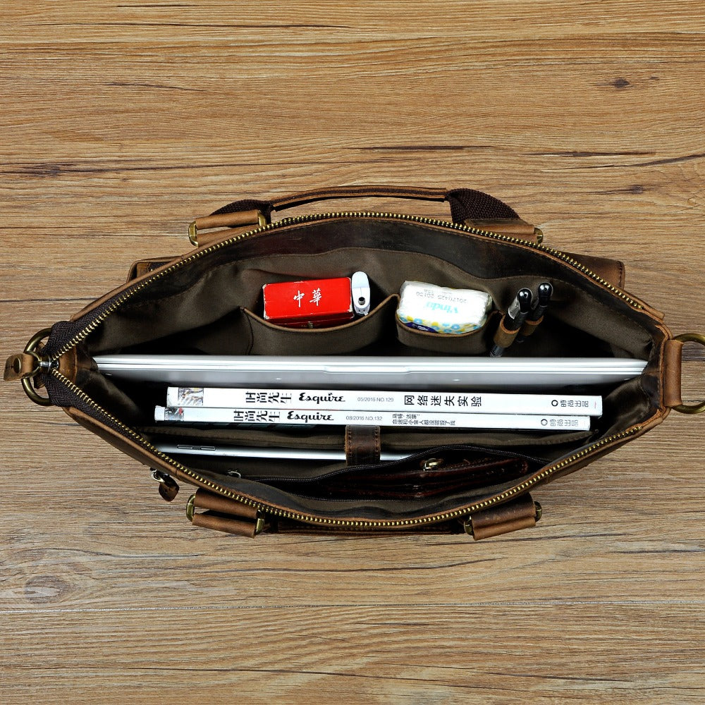 Men Real Leather Antique Design Travel Business Executive Briefcase