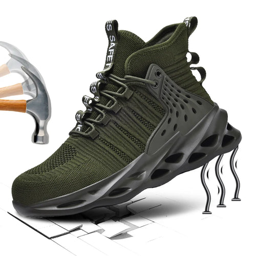 Rotating Button New Safety Shoes Men Anti-smash Anti-puncture Work