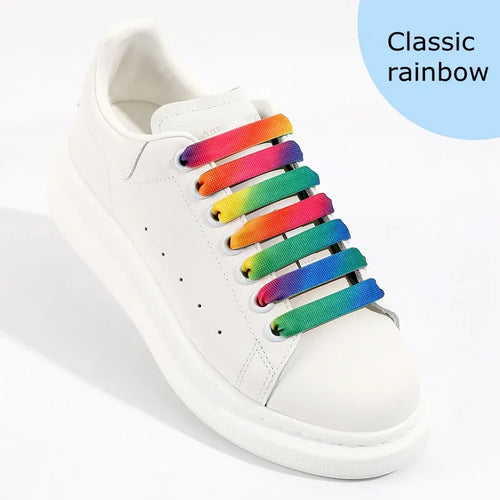 1.2cm width Flat Shoelaces Rainbow Shoelace MCQ Classic Casual White