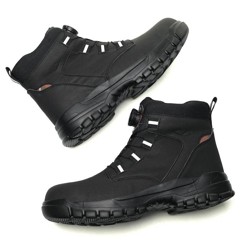 Rotating Buttons Indestructible Work Boots Men Steel Toe Safety Boots