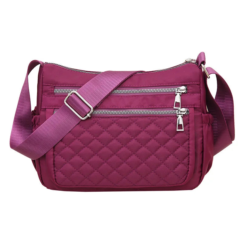 Yogodlns Women Nylon Shoulder Bag Waterproof Multi-pocket Zipper Bag