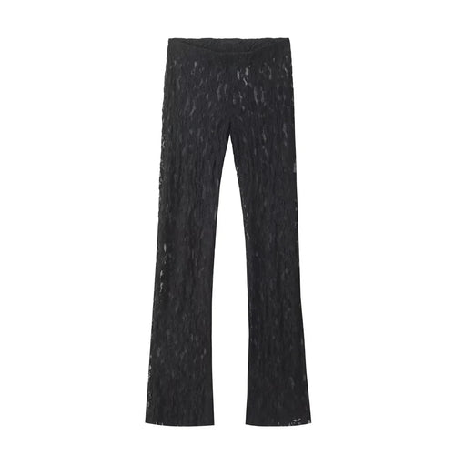 TRAFZA Womens Lace Pants Sets Slim Jumpsuits Top + High Waist Trousers
