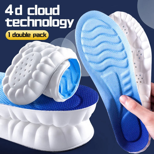 Sports Insoles for Shoes Women Men PU Sole Soft Breathable 4D Shock