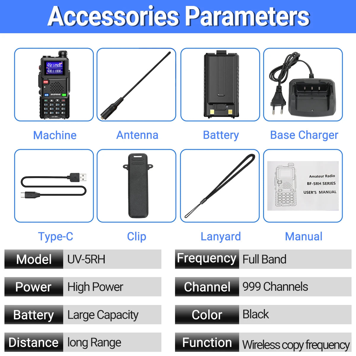 Baofeng UV 5RH 10W Air Band Walkie Talkie Long Range Wirless Copy