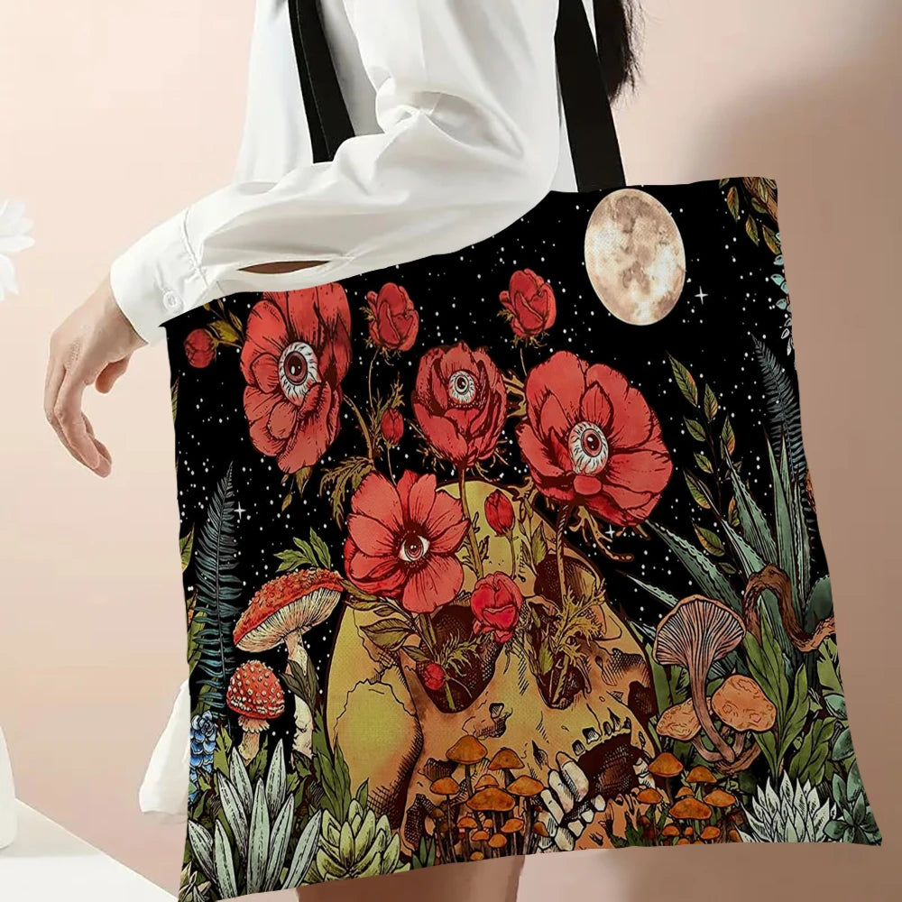 Cute Mushroom Print Shopping Bag Lady Handbag Eco Reusable Large Tote