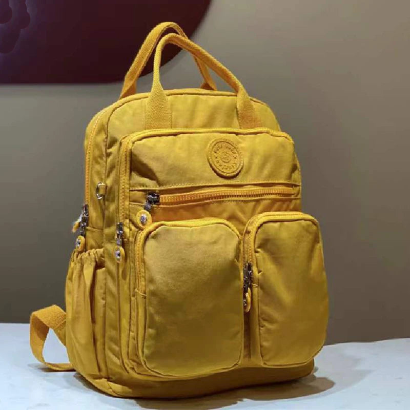 Fashion Woman Backpack Waterproof Nylon Soft Handle Solid Multi-pocket