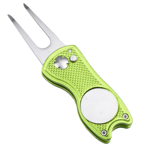 1PC Foldable Metal Golf Turf Repair Tool With Magnetic Ball Marker And