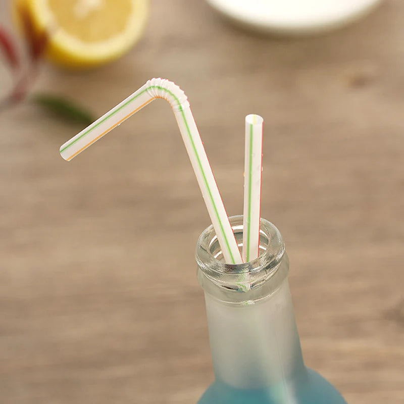 100Pcs Colorful Bendable Straw Drinking Kunststof Straw for Milk Tea