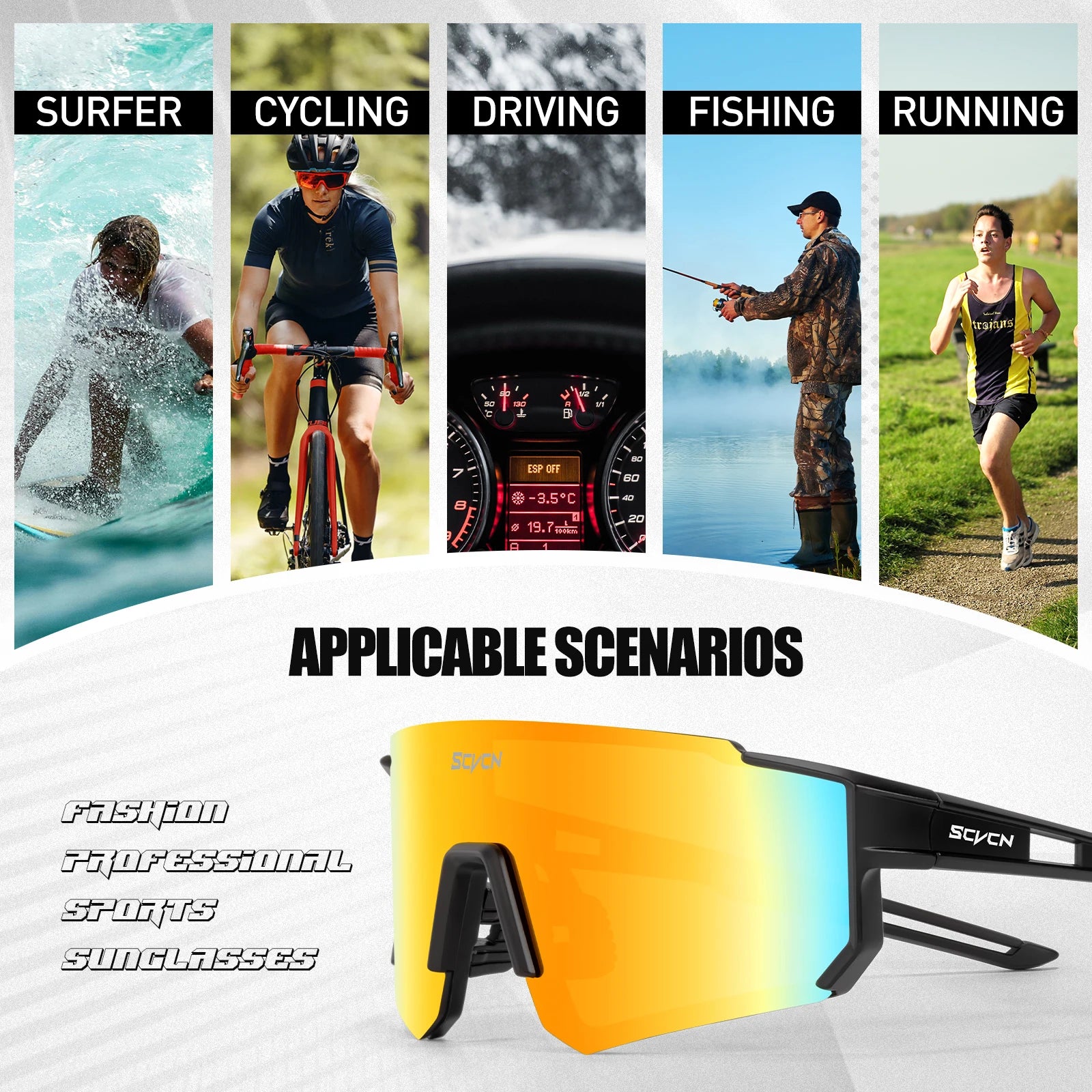 SCVCN new Outdoor Cycling Sunglasses Men MTB Bike Glasses  Sports
