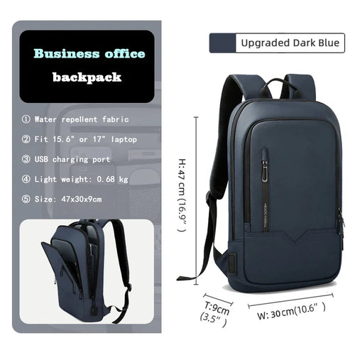 HK Slim Backpack For Men 15.6 Inch Laptop Bags Waterproof Minimalist