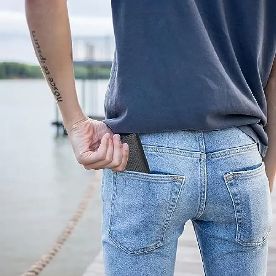 Carbon Fiber Credit Card Holder Wallet Men Rfid Smart Metal Thin Slim