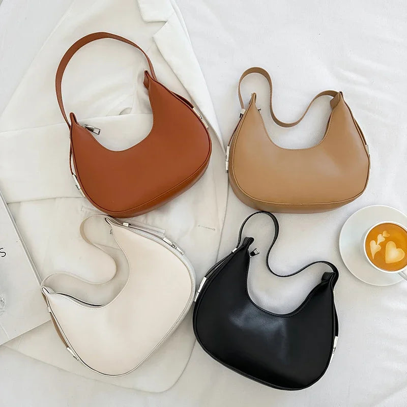 Fashion PU Leather Underarm Bags Women Clutch Handbags Single Shoulder